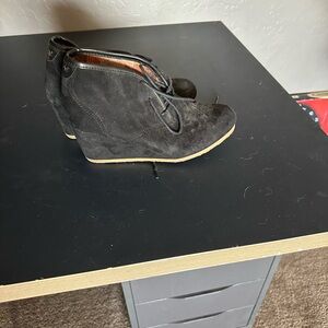 Black Suede Women's Wedge Ankle Boots